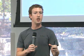 Mark Zuckerberg speaking at Facebook HQ in Palo Alto yesterday