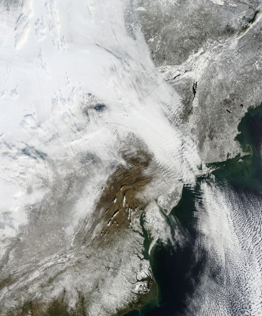 New York in snow via NASA