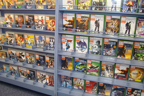 Used games on shelf