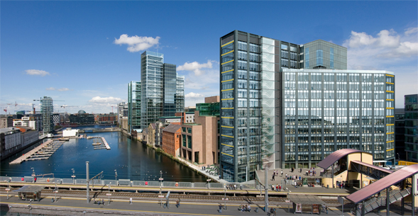 Artists impression of the Montevetro building in Dublin's Grand Canal Dock