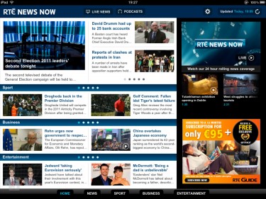 RTÉ News Now app for iPad home screen