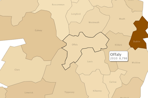 Live register figures in Ireland 2010