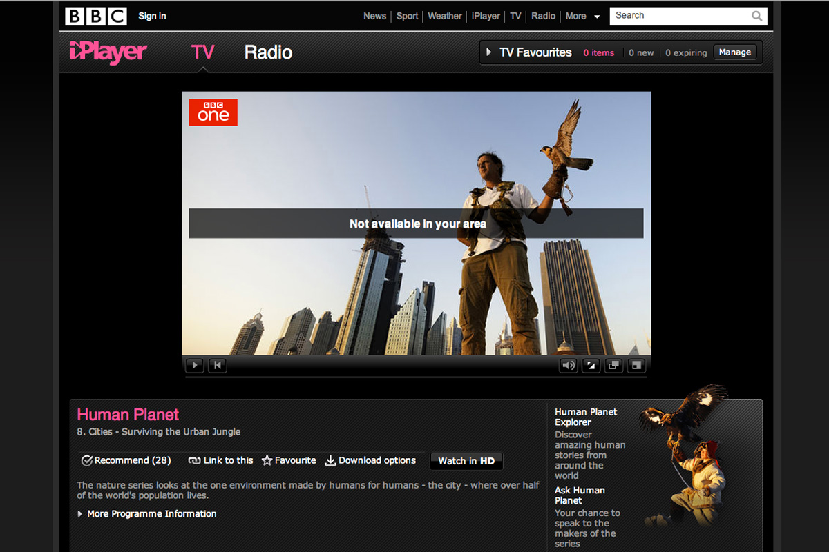 BBC iPlayer not currently available in Ireland