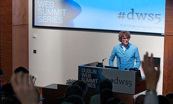 Paddy Cosgrave, event organiser, addressing the crowd at #dws5. Credit: DWS