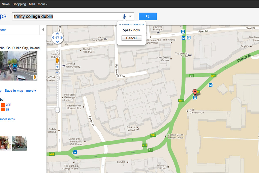 Voice search in Google Maps