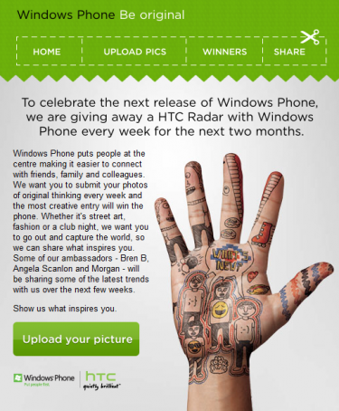 Windows Phone HTC Radar competition