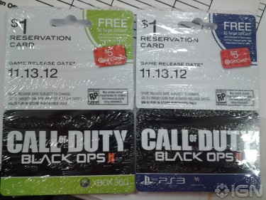 Black Ops 2 reservation card