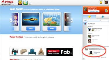 Facebook ads on Zynga.com