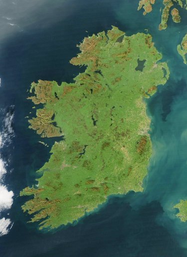 NASA satellite image of Ireland