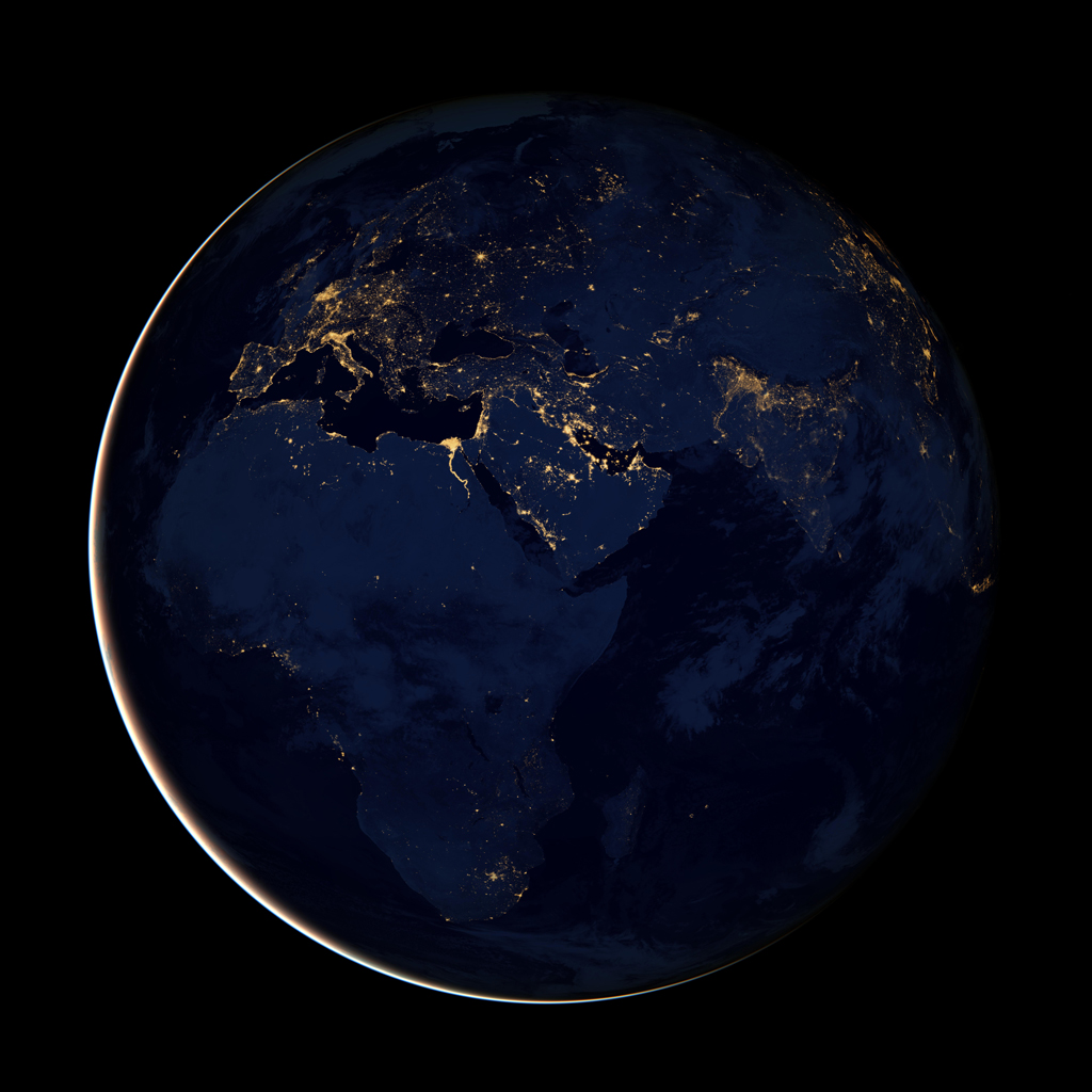 NASA's 2012 night time Blue Marble Update - "Black Marble"