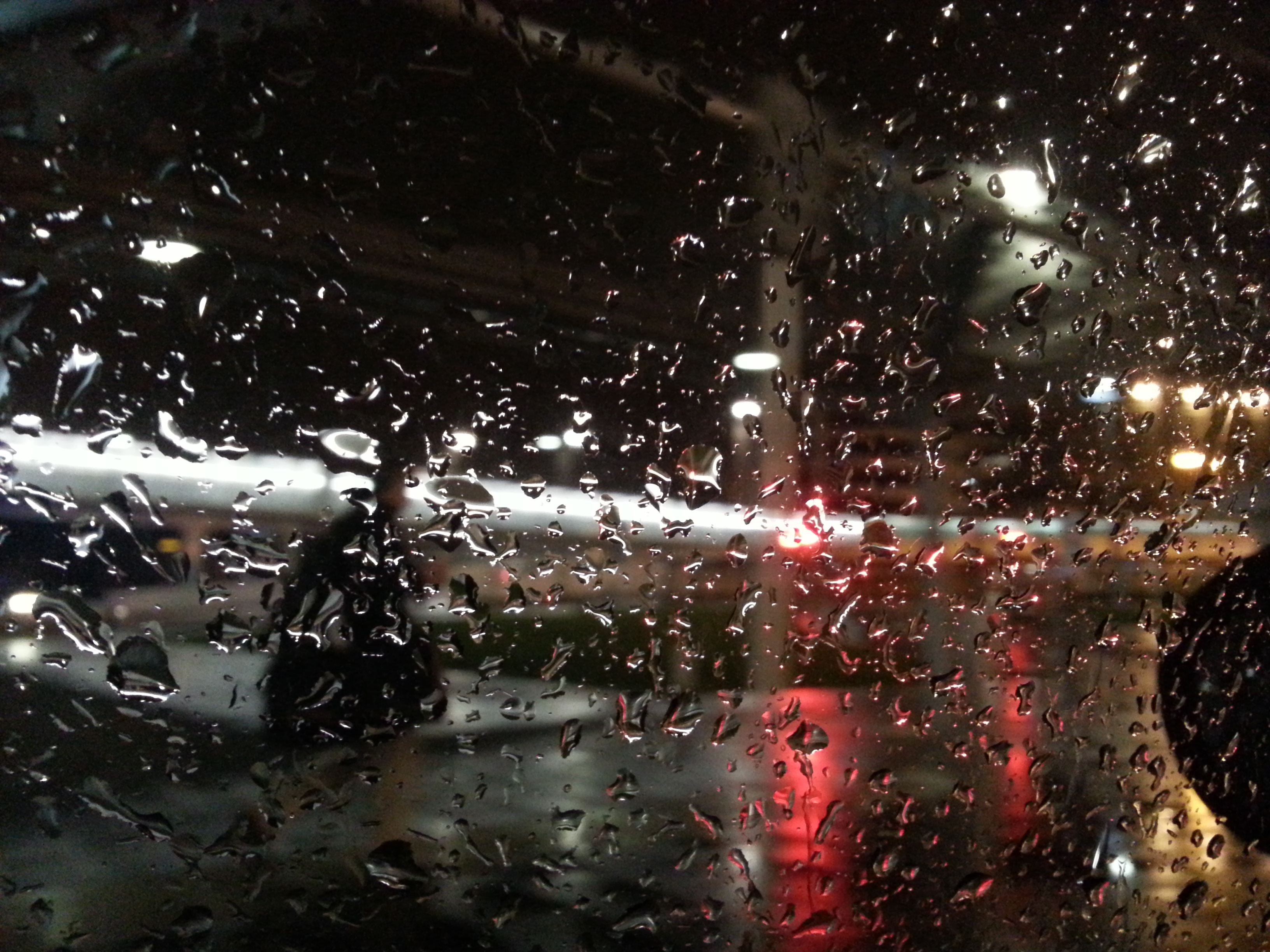 rain on window at night