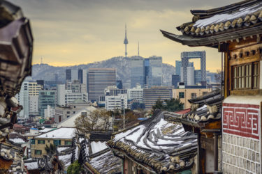 Seoul, South Korea at the Bukchon Hanok historic district.