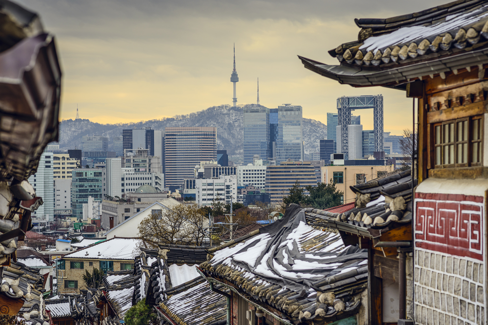 Seoul, South Korea at the Bukchon Hanok historic district.