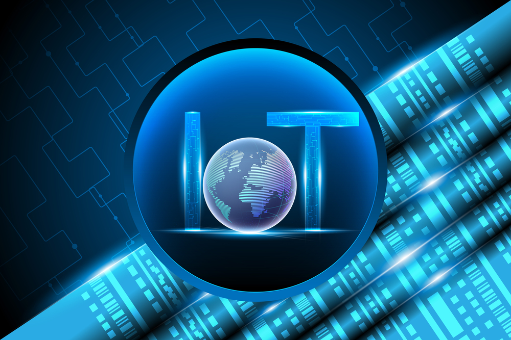 Internet of things (IOT),light letter text symbol with Global data center,concept abstract background,Vector illustration.