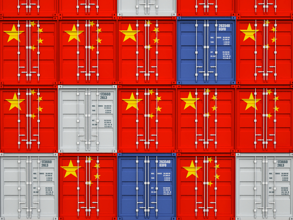 3d image of classic container with china flag